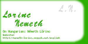 lorinc nemeth business card